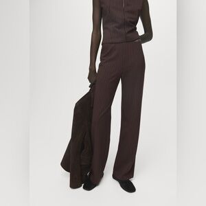 Mango Brown Striped pants